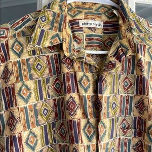 Printed mens button up tee